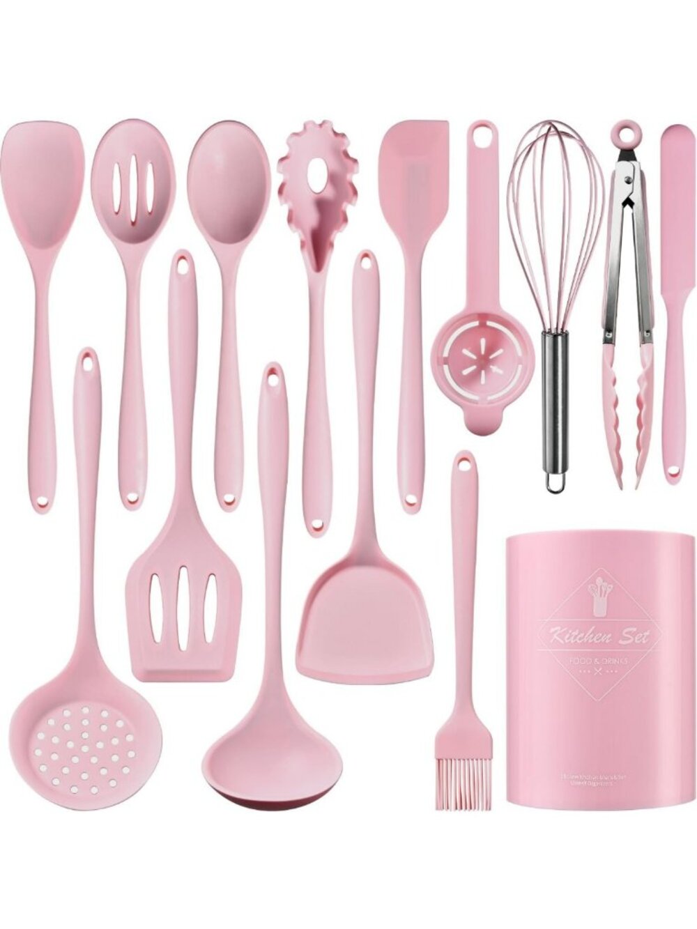 15-Piece Non-Toxic Silicone Kitchen Utensils Set, Heat Resistant & Dishwasher